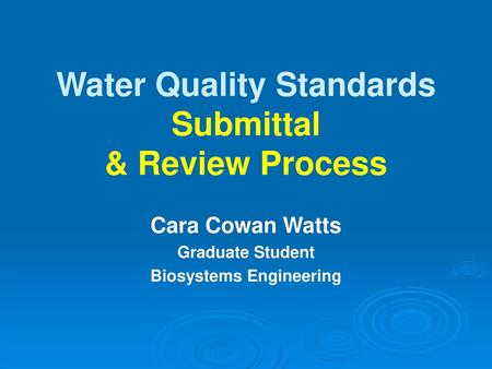 Water Quality Standards Submittal & Review Process
