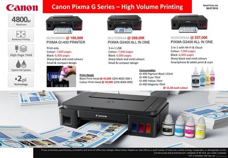 Canon Pixma G Series – High Volume Printing