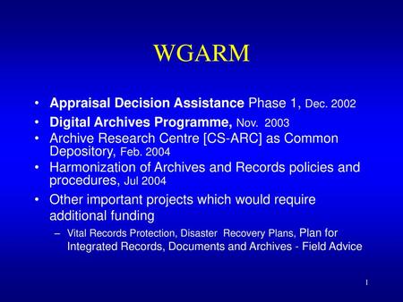 WGARM Appraisal Decision Assistance Phase 1, Dec. 2002