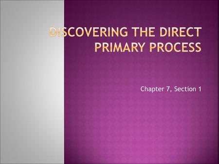 Discovering the Direct Primary Process