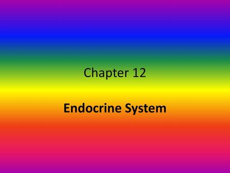 Chapter 12 Endocrine System.
