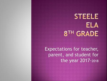 Expectations for teacher, parent, and student for the year