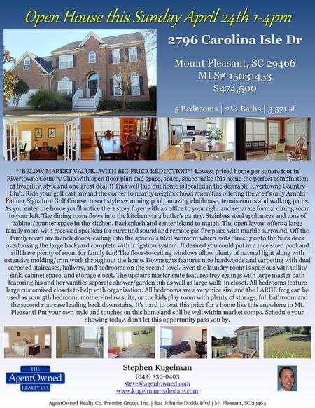 Open House this Sunday April 24th 1-4pm
