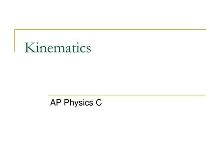 Kinematics AP Physics C.