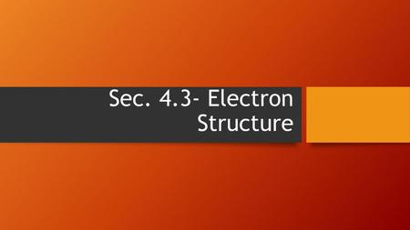 Sec Electron Structure