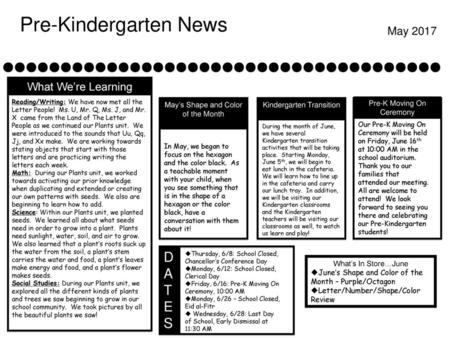 Pre-Kindergarten News