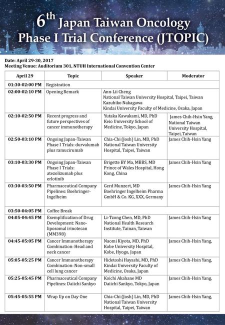 James Chih-Hsin Yang, Date: April 29-30, 2017