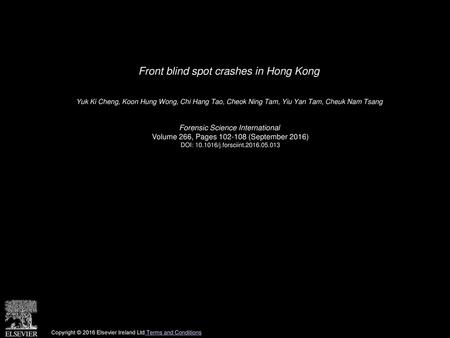 Front blind spot crashes in Hong Kong
