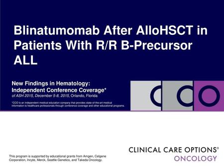 Blinatumomab After AlloHSCT in Patients With R/R B-Precursor ALL
