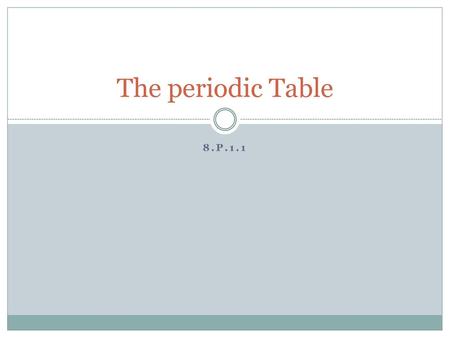 The periodic Table 8.P.1.1.