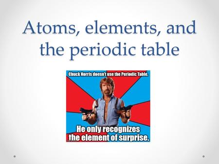 Atoms, elements, and the periodic table