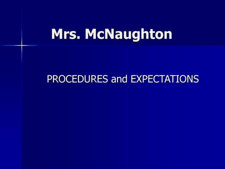 PROCEDURES and EXPECTATIONS