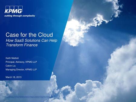 Case for the Cloud How SaaS Solutions Can Help Transform Finance