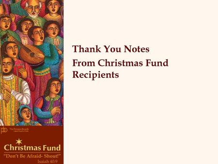 Thank You Notes From Christmas Fund Recipients.