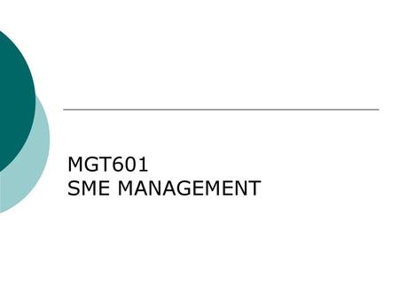 MGT601 SME MANAGEMENT.