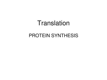 Translation PROTEIN SYNTHESIS.