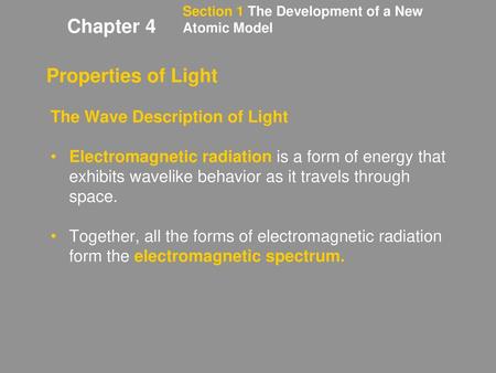 Chapter 4 Properties of Light The Wave Description of Light