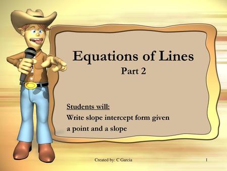 Equations of Lines Part 2