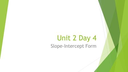 Unit 2 Day 4 Slope-Intercept Form.