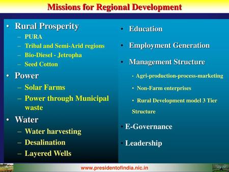 Missions for Regional Development