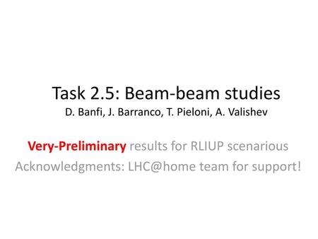 Task 2. 5: Beam-beam studies D. Banfi, J. Barranco, T. Pieloni, A