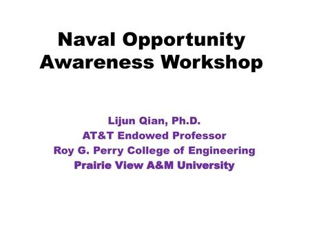 Naval Opportunity Awareness Workshop