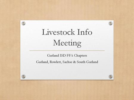 Livestock Info Meeting
