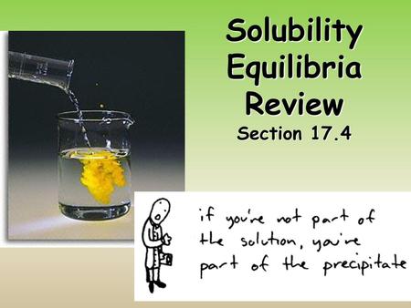 Solubility Equilibria Review Section 17.4