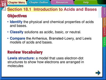 Section 18.1 Introduction to Acids and Bases