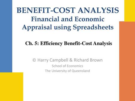 Benefit-Cost Analysis Course: Efficiency Analysis