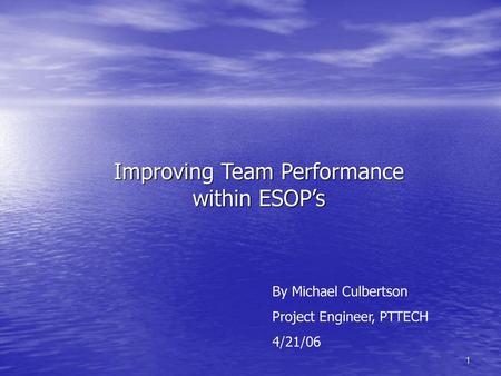 Improving Team Performance within ESOP’s