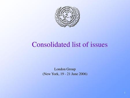 Consolidated list of issues