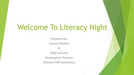 Welcome To Literacy Night