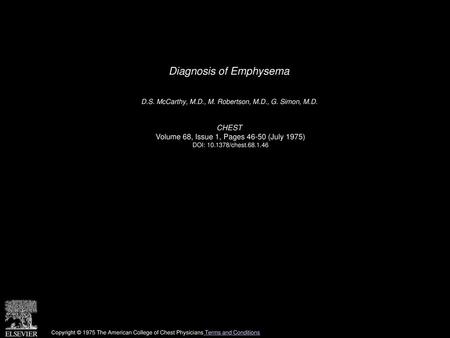 Diagnosis of Emphysema