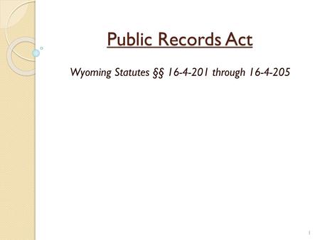Wyoming Statutes §§ through