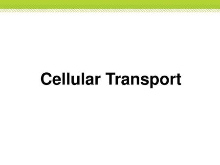 Cellular Transport.