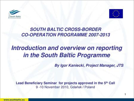 SOUTH BALTIC CROSS-BORDER CO-OPERATION PROGRAMME