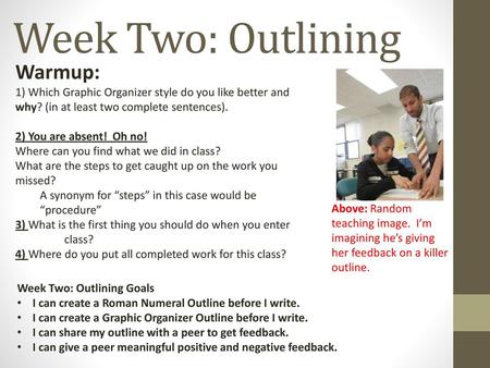 Week Two: Outlining Warmup: