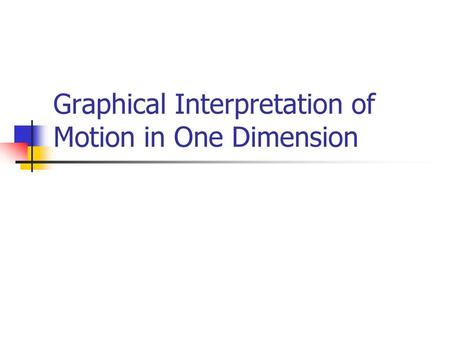 Graphical Interpretation of Motion in One Dimension