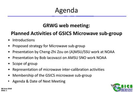 Planned Activities of GSICS Microwave sub-group