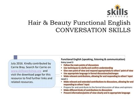 Hair & Beauty Functional English CONVERSATION SKILLS