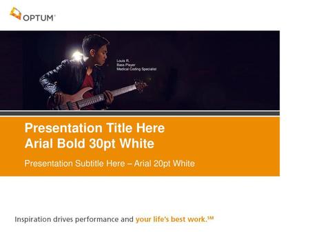 Presentation Title Here Arial Bold 30pt White