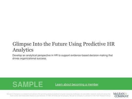 SAMPLE Glimpse Into the Future Using Predictive HR Analytics