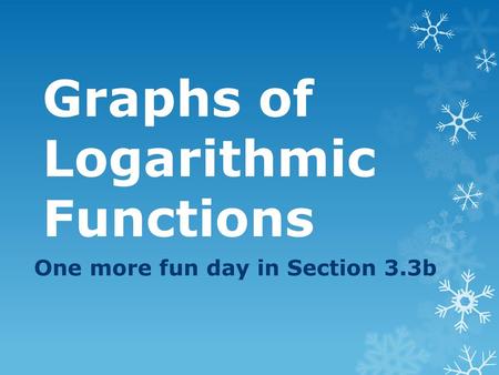 Graphs of Logarithmic Functions