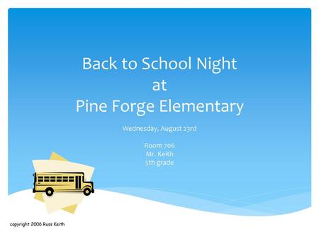 Back to School Night at Pine Forge Elementary