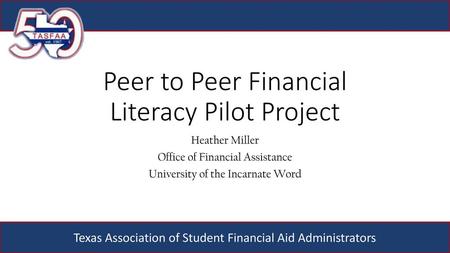 Peer to Peer Financial Literacy Pilot Project