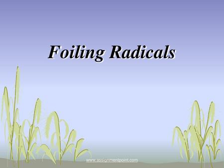 Foiling Radicals www.assignmentpoint.com.