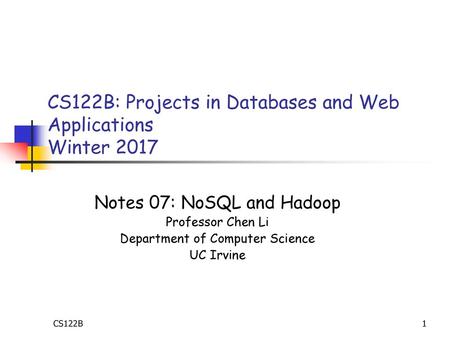 CS122B: Projects in Databases and Web Applications Winter 2017