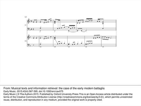 Ex.1 (a) (i) opening of Besard; (ii) opening of Fuhrmann, (b) opening of Banchieri From: Musical texts and information retrieval: the case of the early.