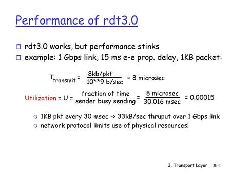 Performance of rdt3.0 rdt3.0 works, but performance stinks